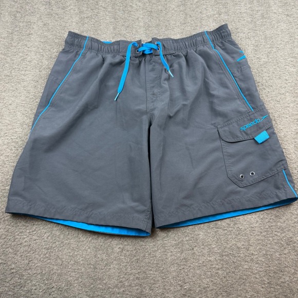 Speedo Other - Speedo Swim Trunks Men's Size Medium Gray Blue Cargo Pocket Board Shorts